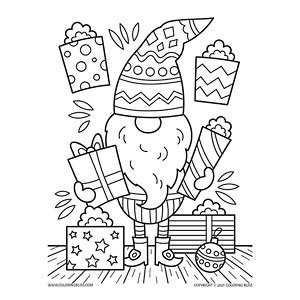 Download fun gnome coloring pages for adults and kids