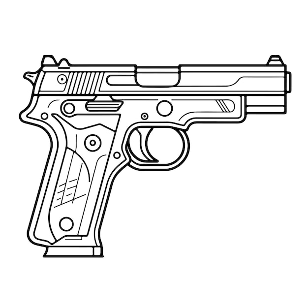 Premium vector sketch hand drawn single line art coloring page gun day