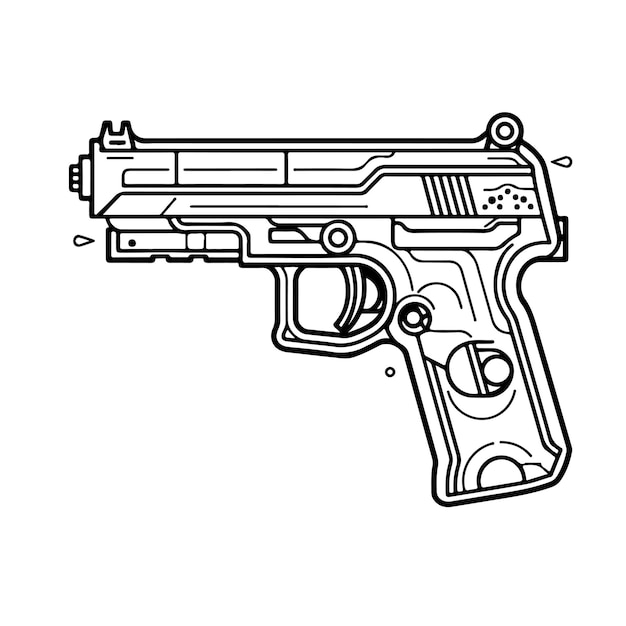 Premium vector sketch hand drawn single line art coloring page gun day