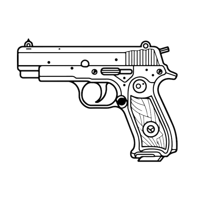 Premium vector sketch hand drawn single line art coloring page gun day