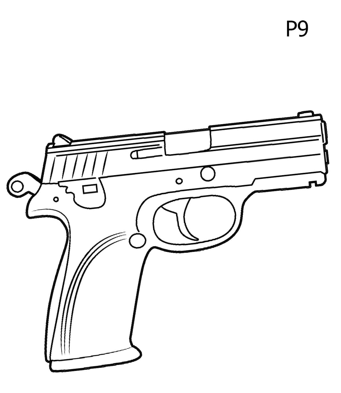 P gun coloring page