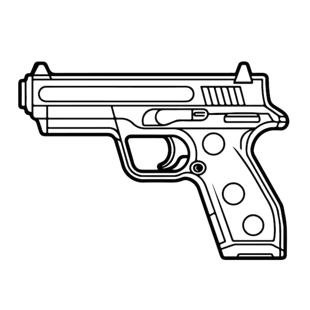 Premium vector sketch hand drawn single line art coloring page gun day