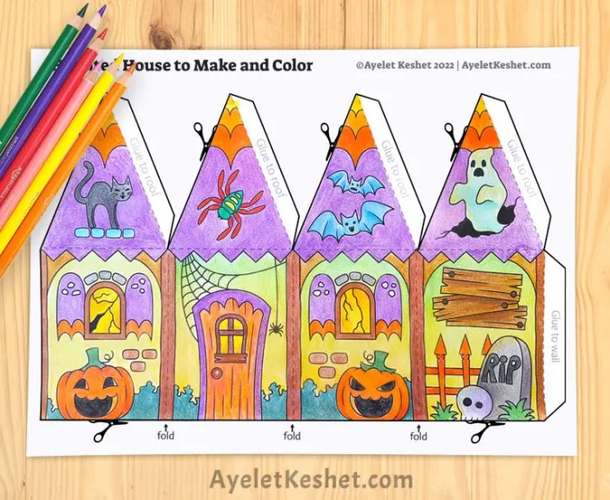 Halloween craft paper haunted house