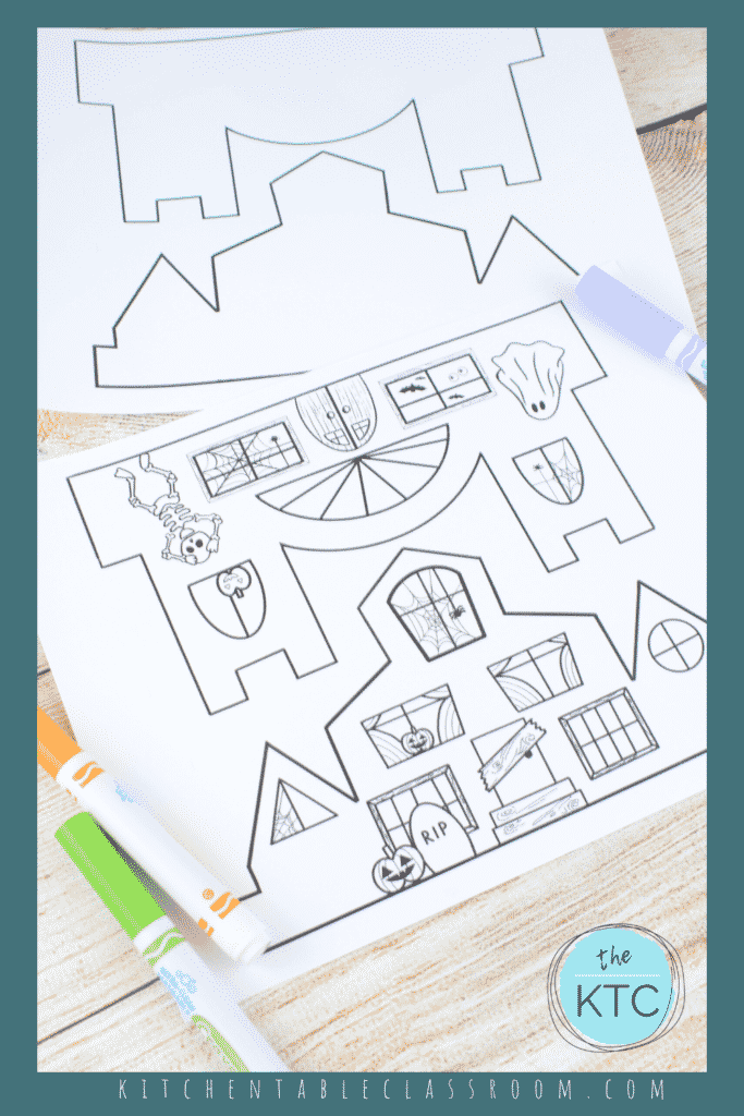 Haunted house printable to draw and color