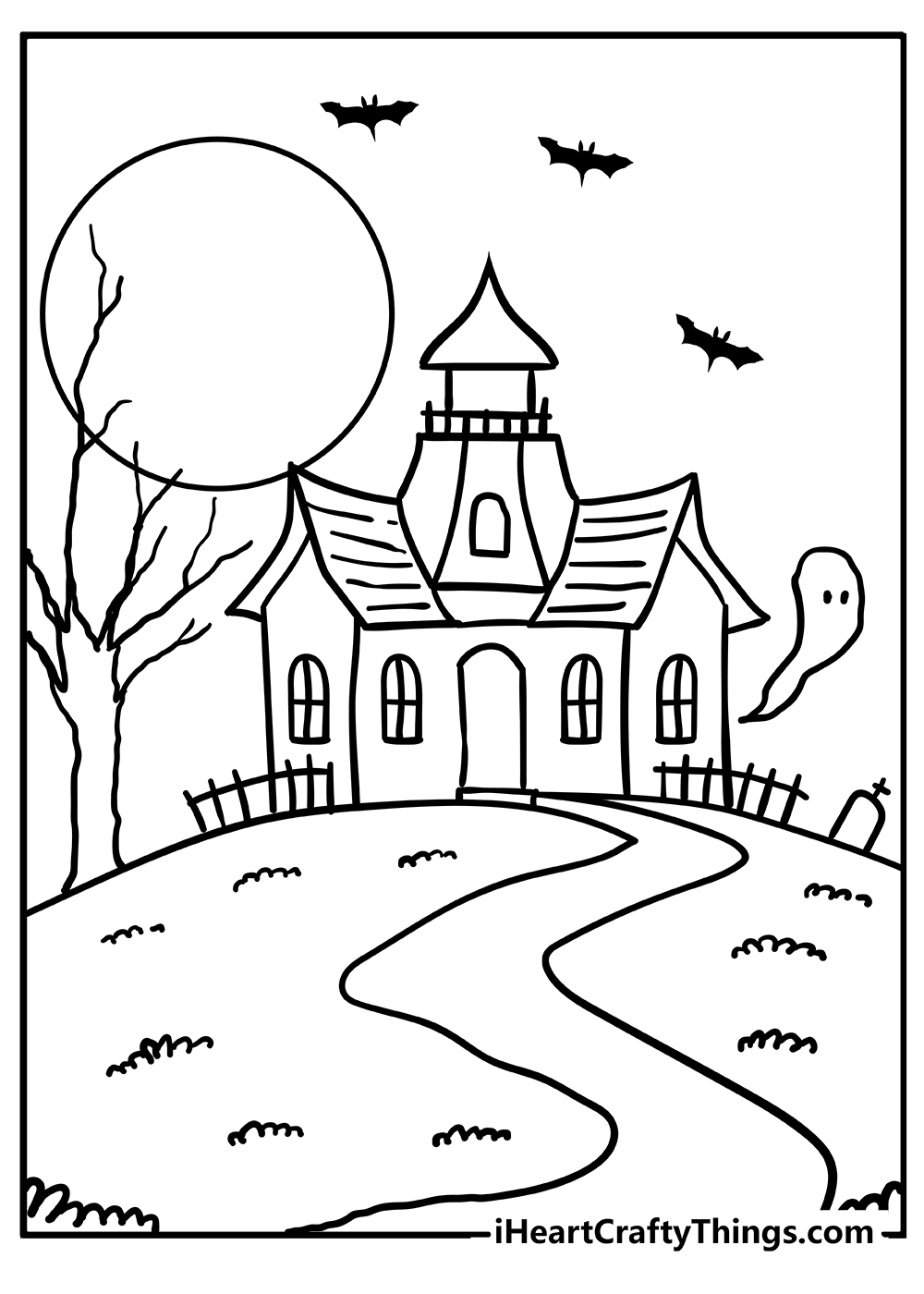 Haunted house coloring pages free printables