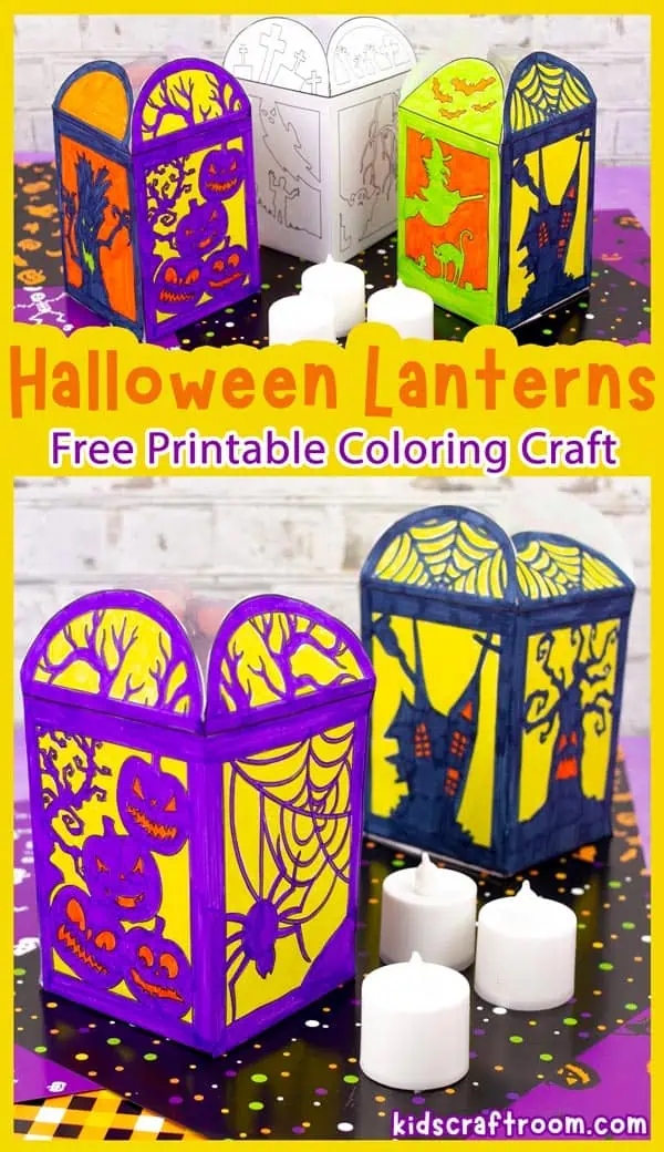 Easy paper halloween lanterns for kids free printable