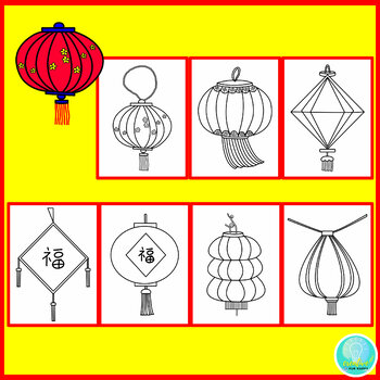 Chinese lantern template new year winter craft writing classroom door decoration