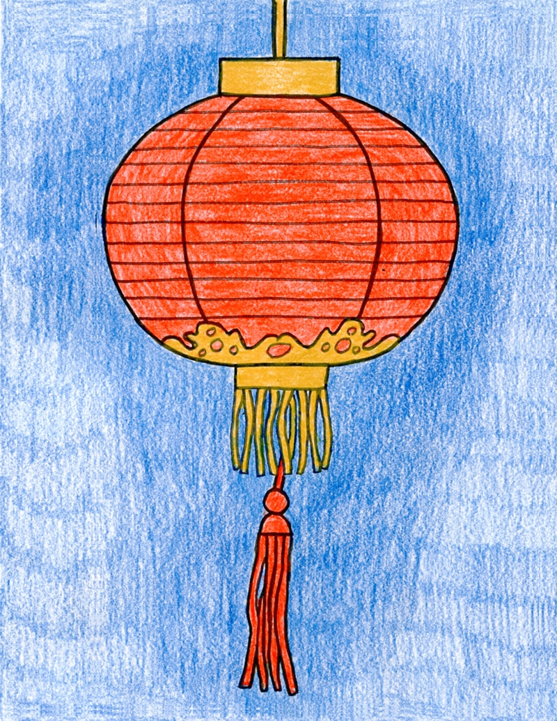 How to draw a chinese lantern and coloring page