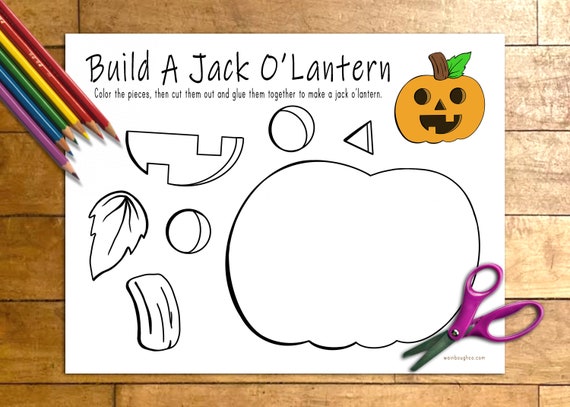 Jack olantern printable craft indoor preschool activity kids coloring page homeschool activity halloween craft