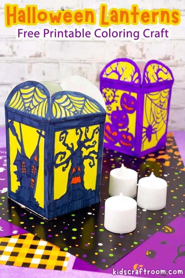 Easy paper halloween lanterns for kids free printable