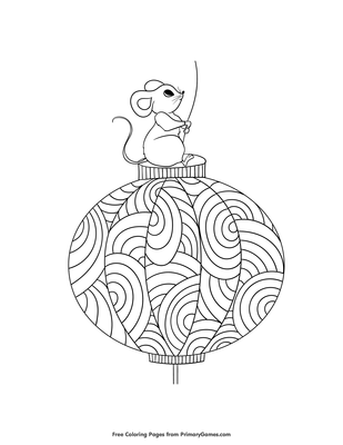 Rat on a paper lantern coloring page â free printable pdf from