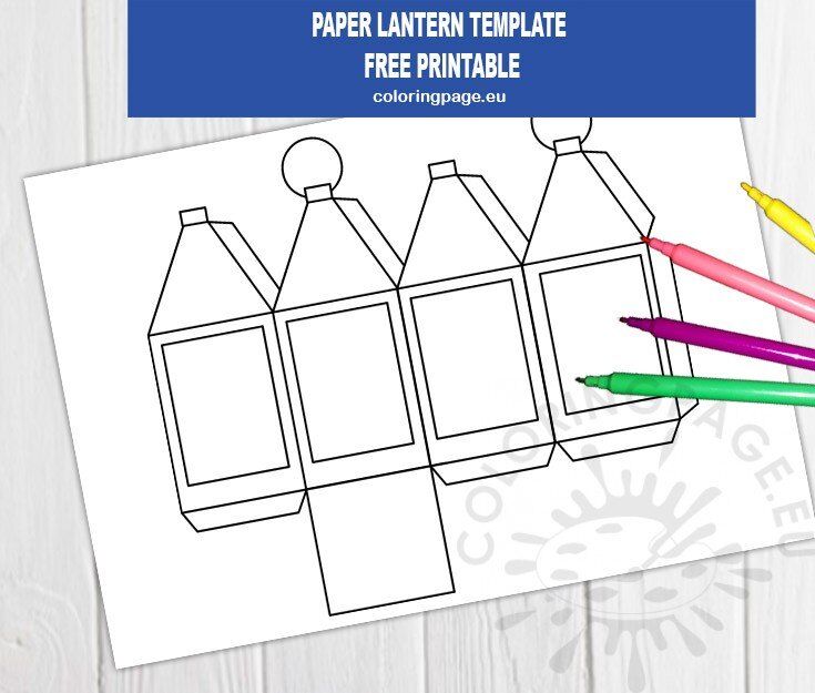 Free paper lantern template coloring page