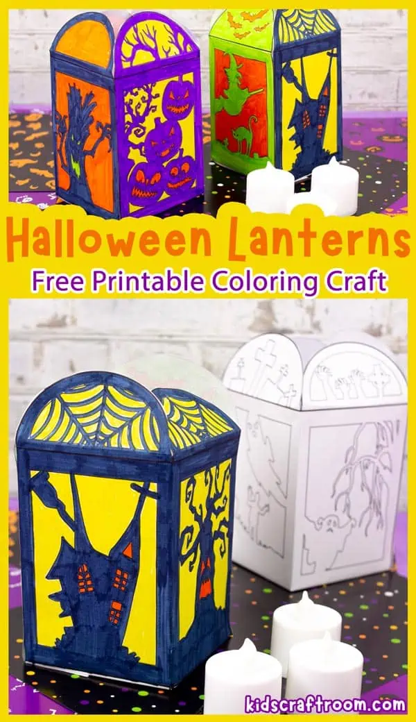 Easy paper halloween lanterns for kids free printable