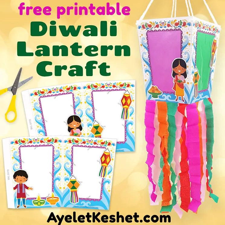 Printable diwali craft paper lantern with a free template