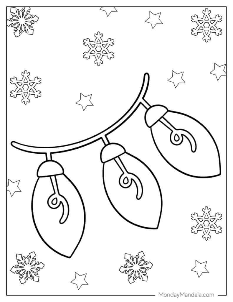 Christmas lights coloring pages free pdf printables