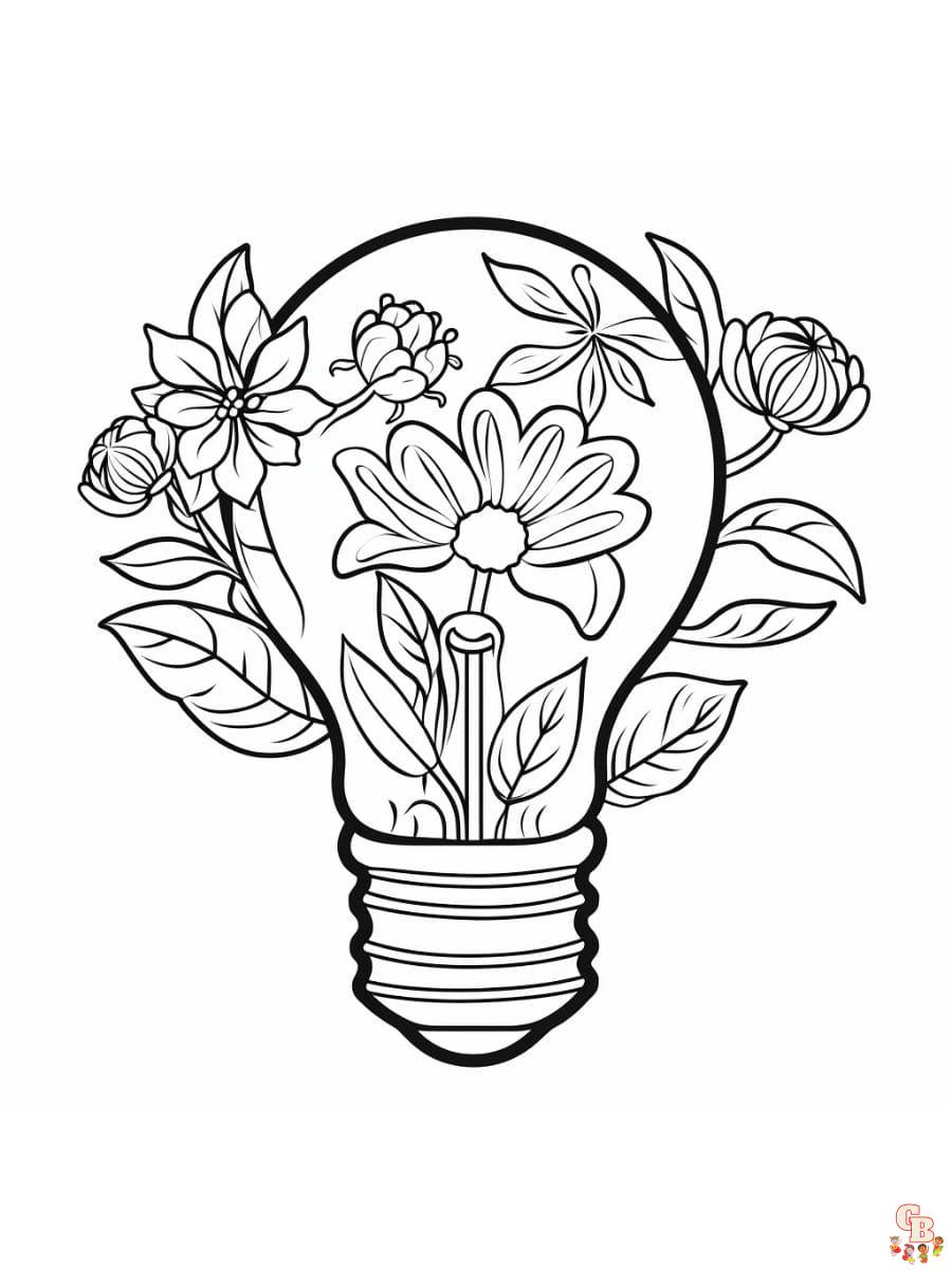 Printable light bulb coloring pages free for kids and adults