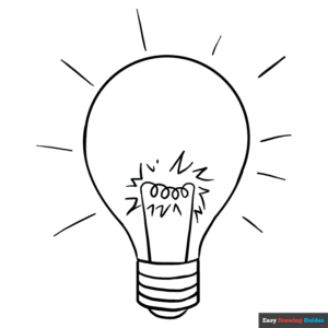 Light bulb coloring page easy drawing guides