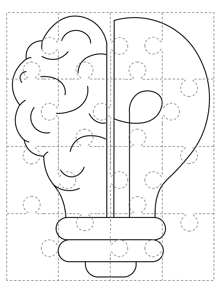 Printable template brain paper puzzle craft