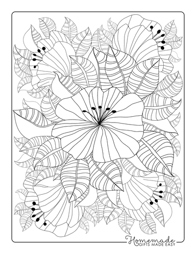 Free flower coloring pages for kids adults