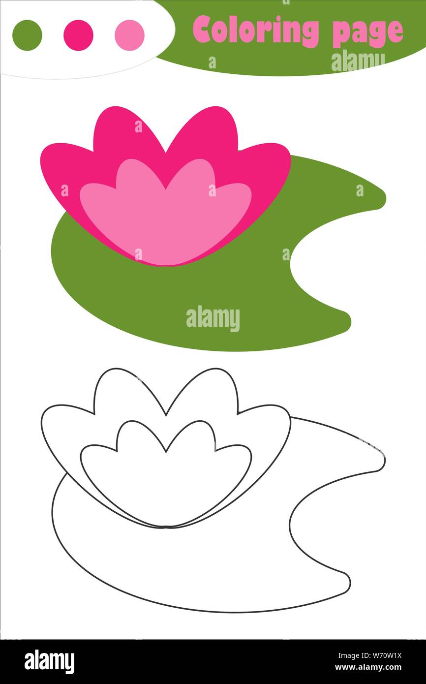 Water lily in cartoon style coloring page spring education paper game for the development of children kids preschool activity printable worksheet stock vector image art