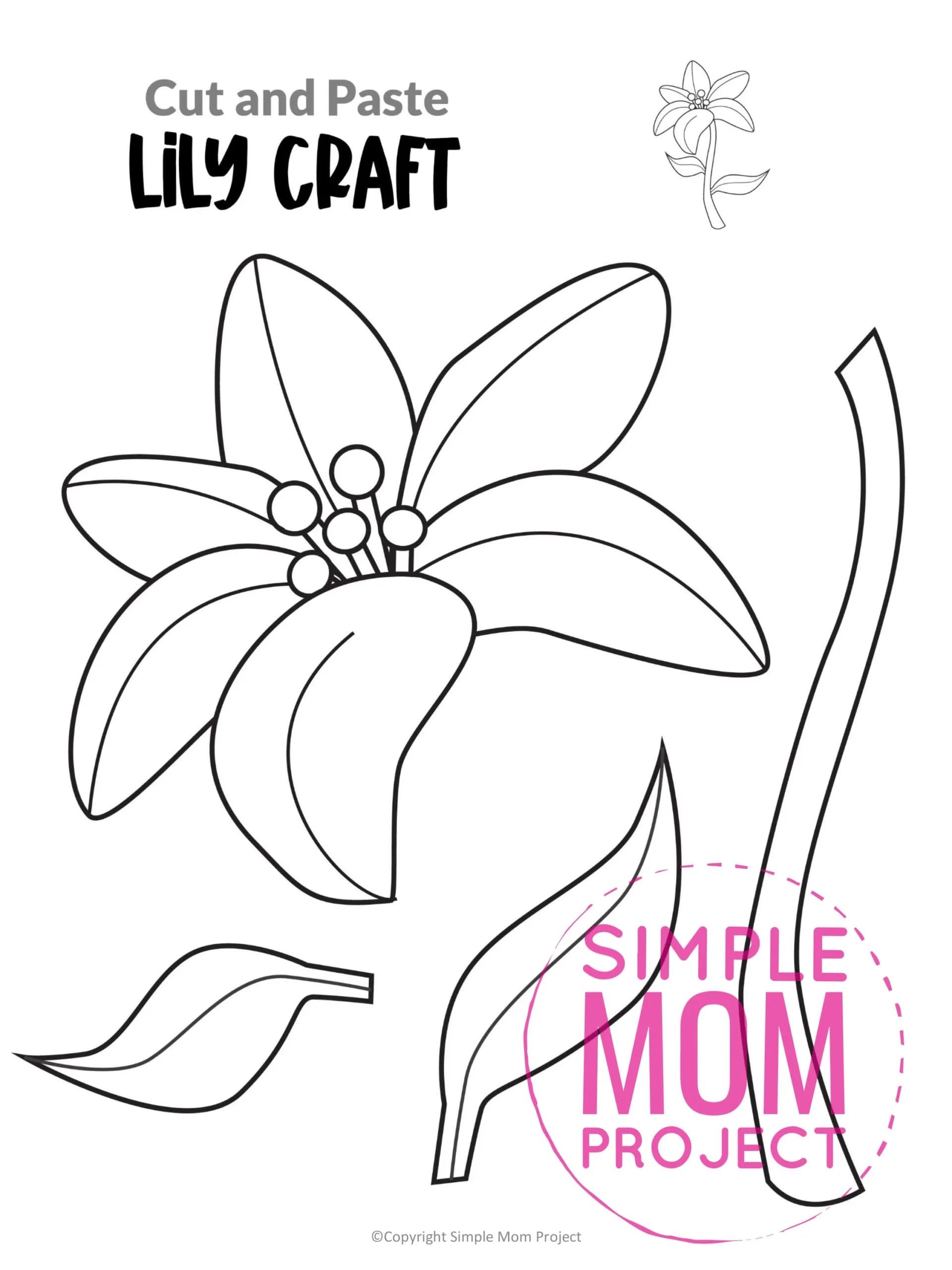 Free printable lily craft template spring flower crafts flower templates printable free flower template