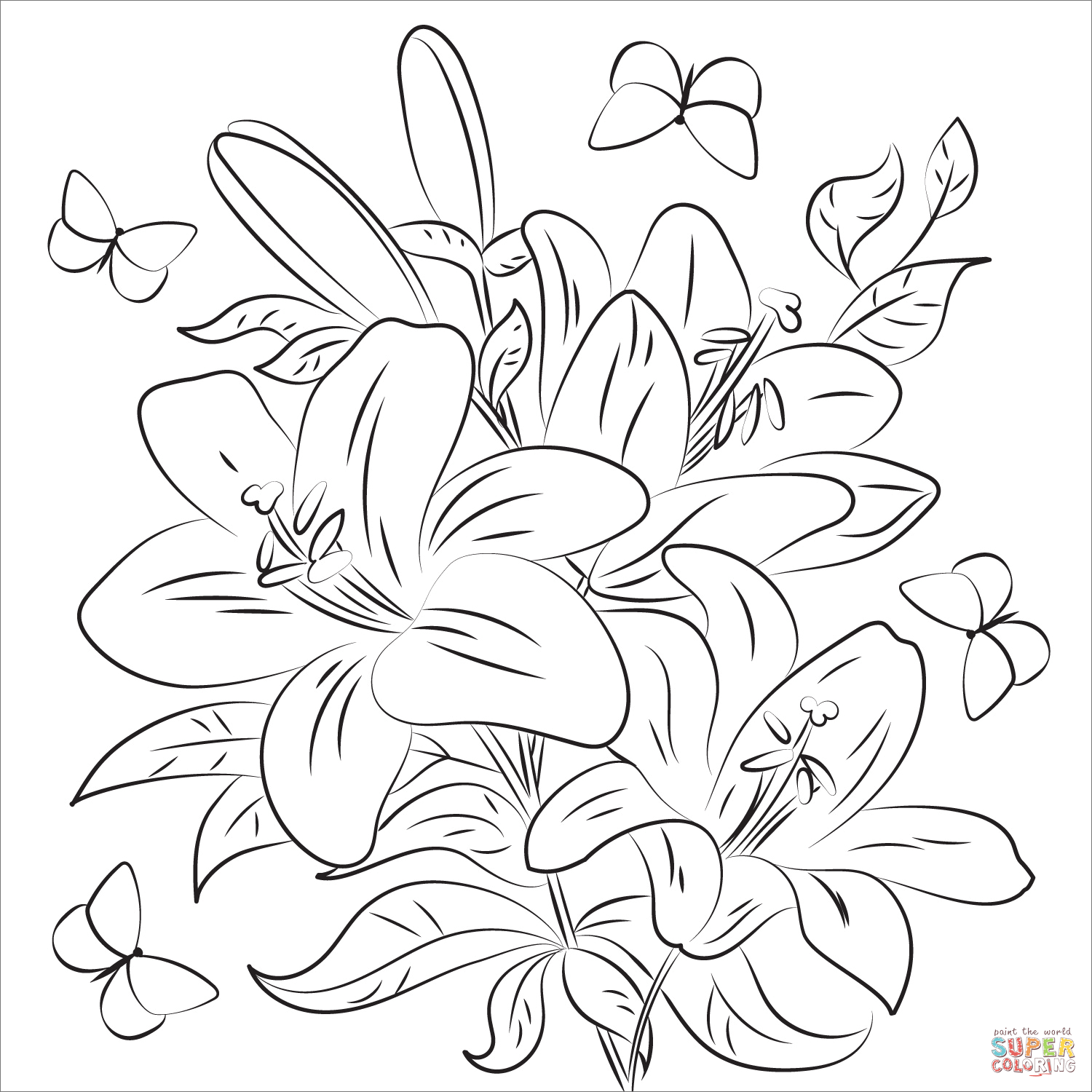 Lilies coloring page free printable coloring pages