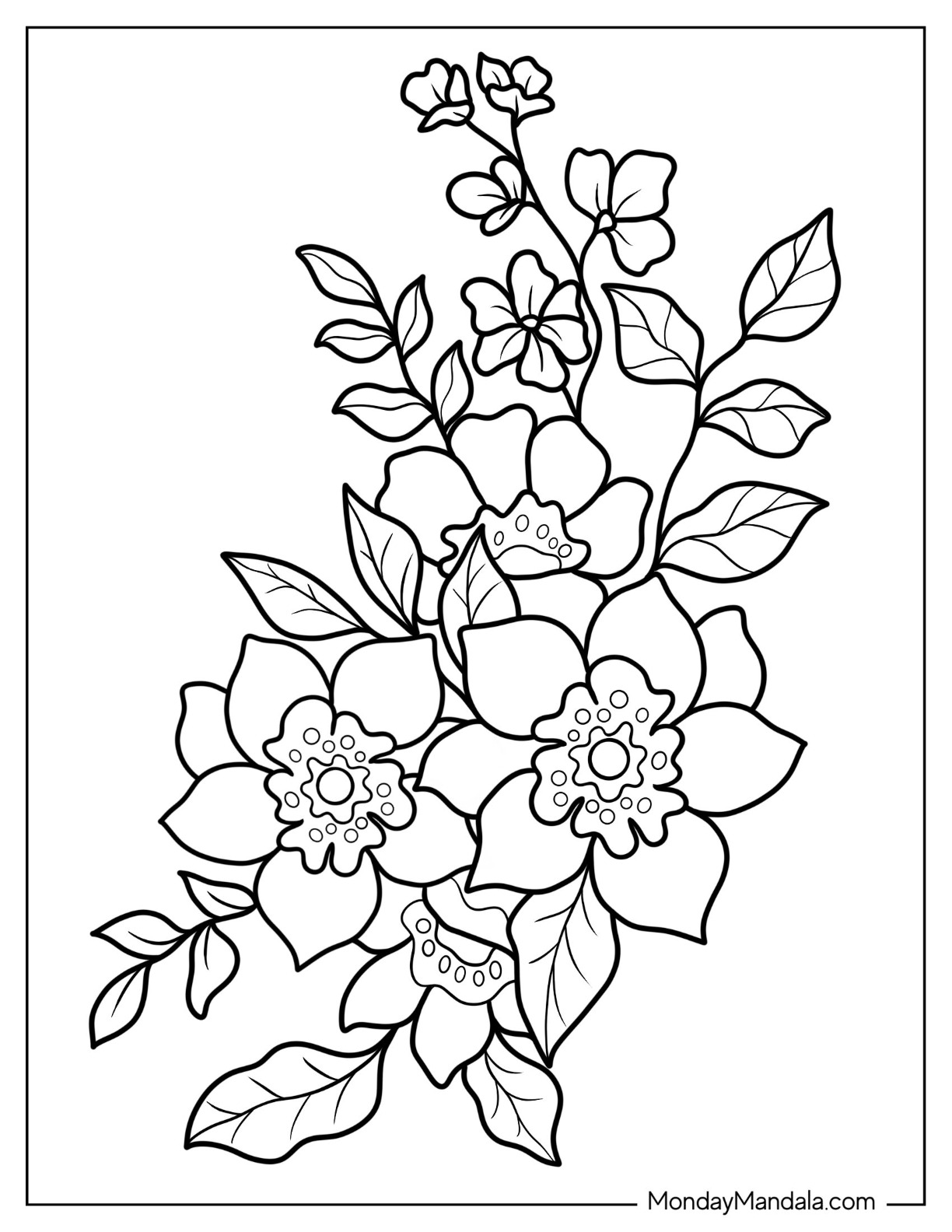 Flower coloring pages free pdf printables