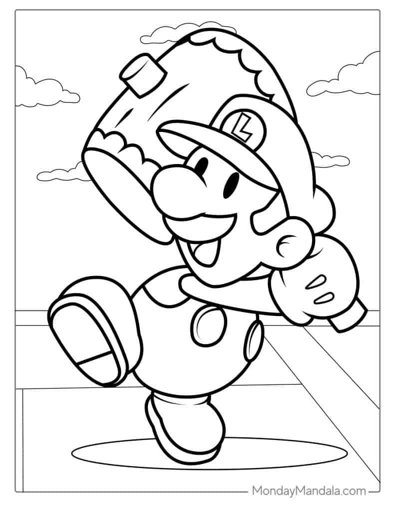 Cute luigi coloring pages free pdf printables