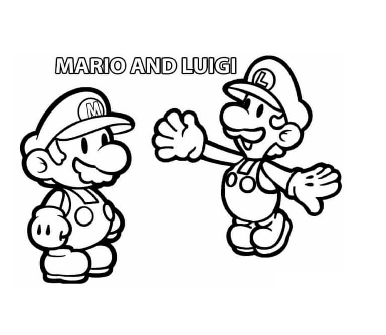 Little mario and luigi coloring page