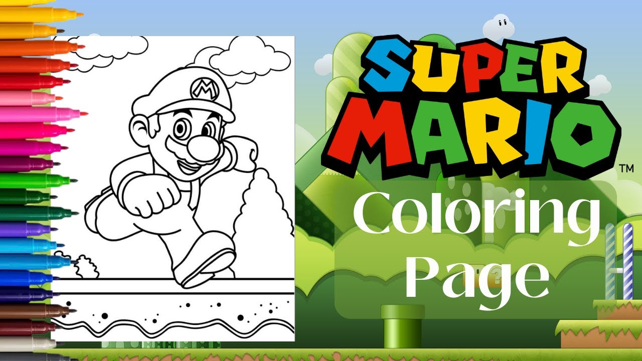 Super mario coloring pages for kids fun and educational coloring adventure