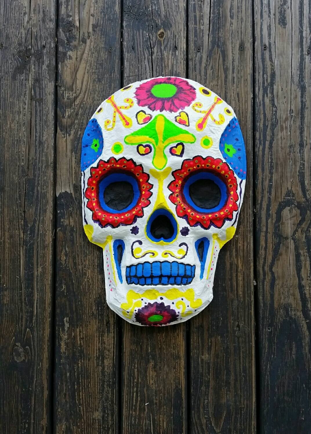 Skull paper mache skull day of the dead paper mache skull paper mache sugar skull