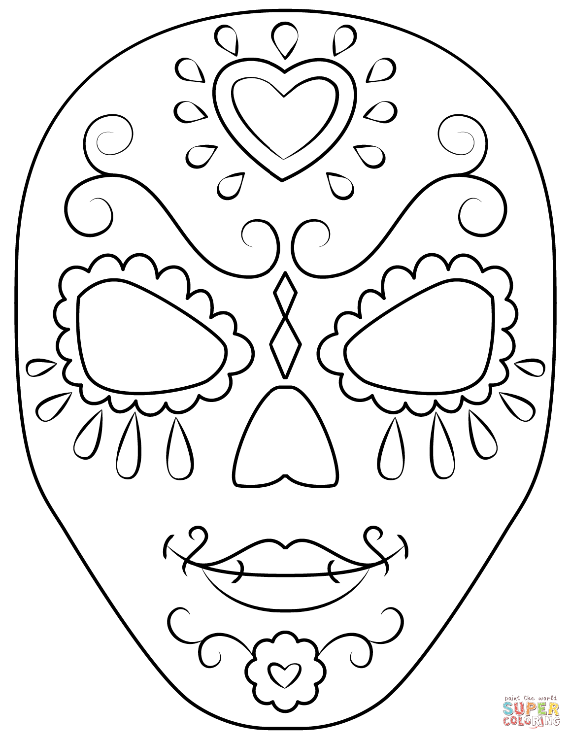 Sugar skull coloring page free printable coloring pages