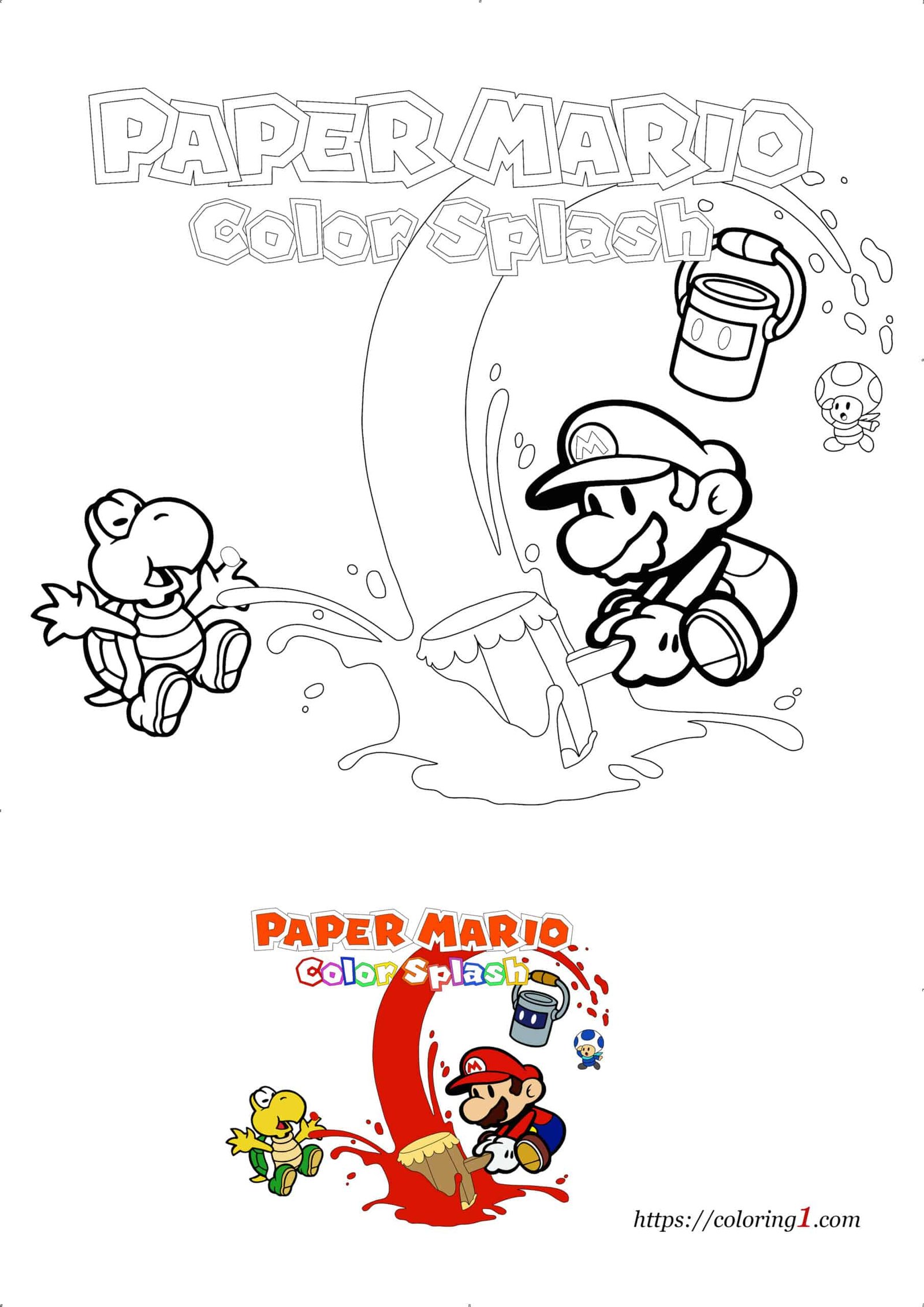 Paper mario color splash coloring pages