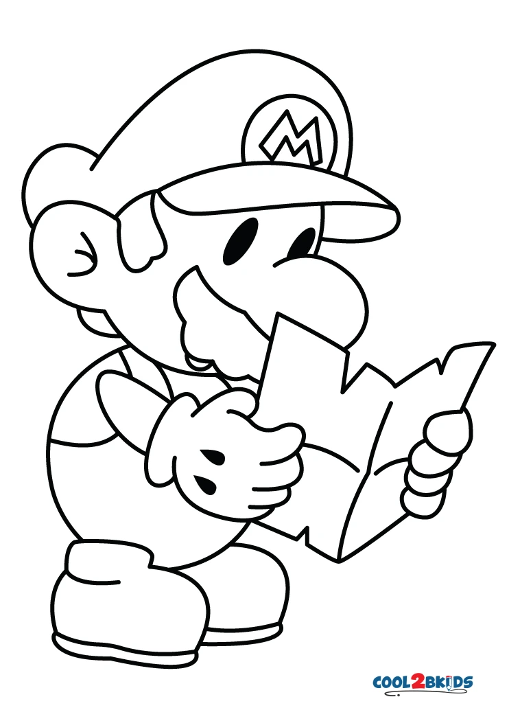 Free printable paper mario coloring pages for kids