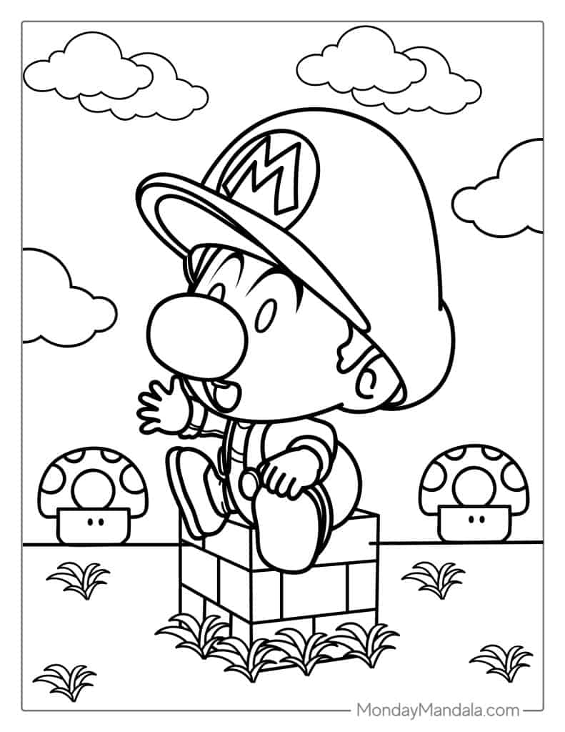 Mario coloring pages free pdf printables