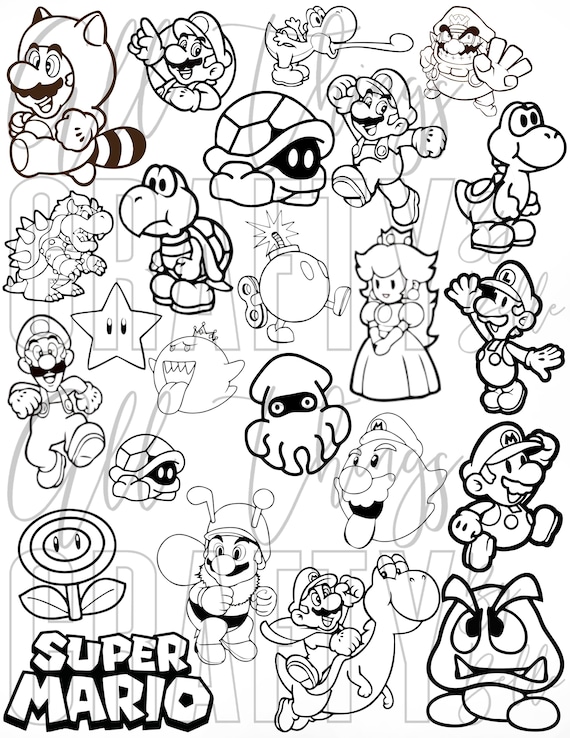 Super mario coloring sheets digital pdf coloring pages