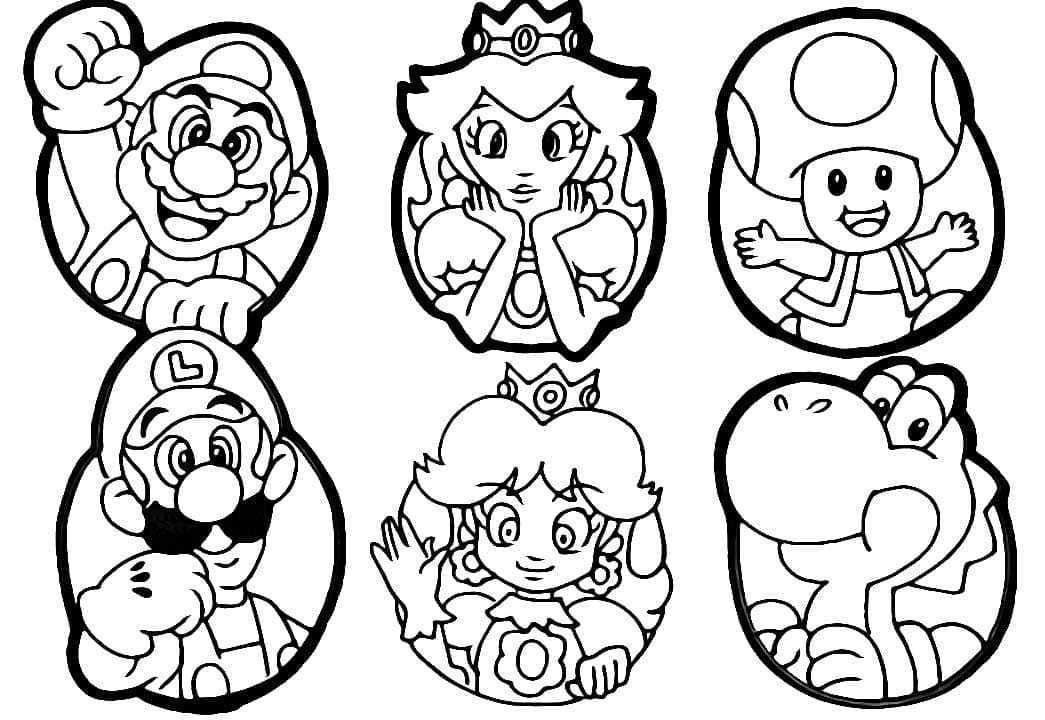 Paper mario and luigi coloring page