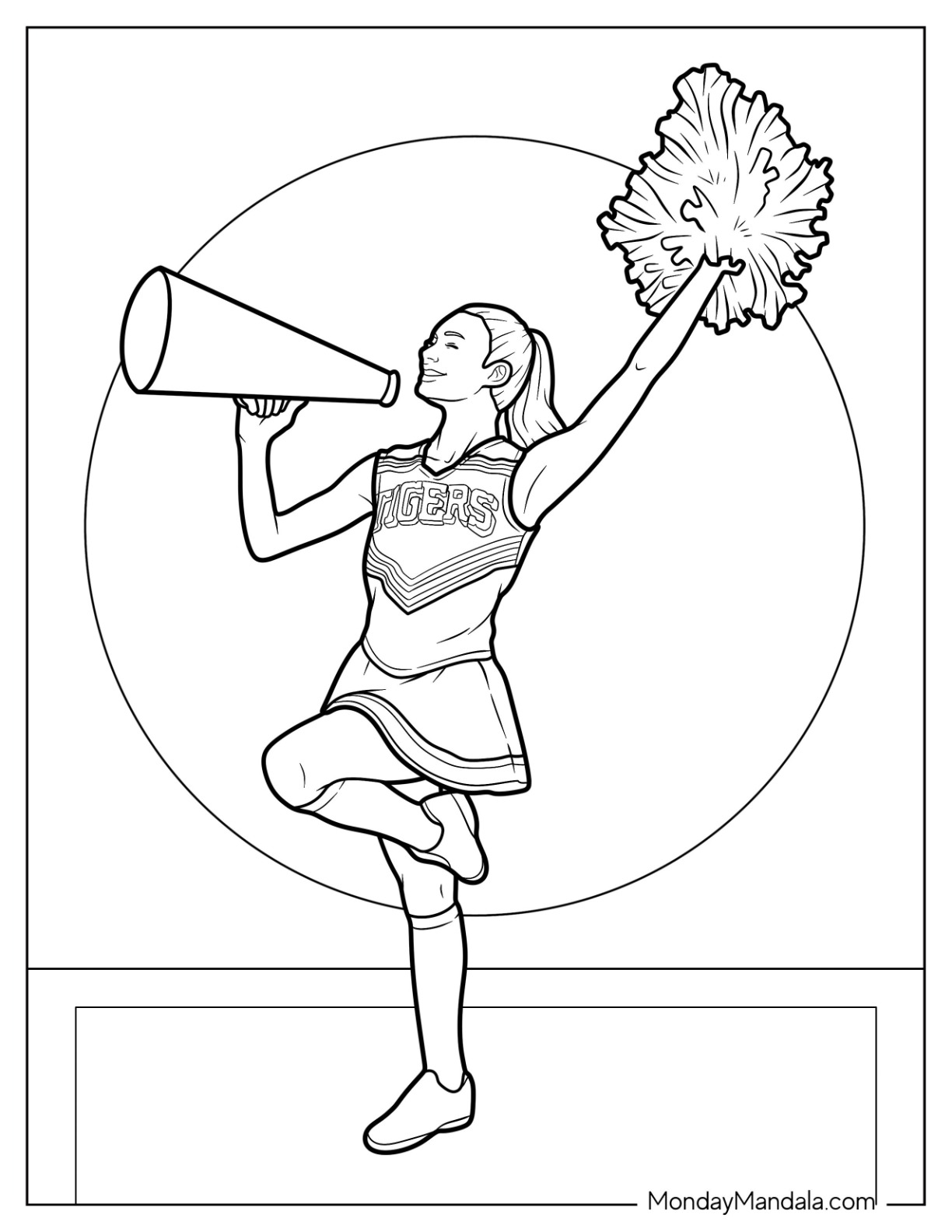 Cheerleading coloring pages free pdf printables