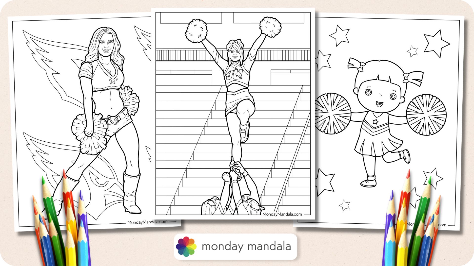 Cheerleading coloring pages free pdf printables