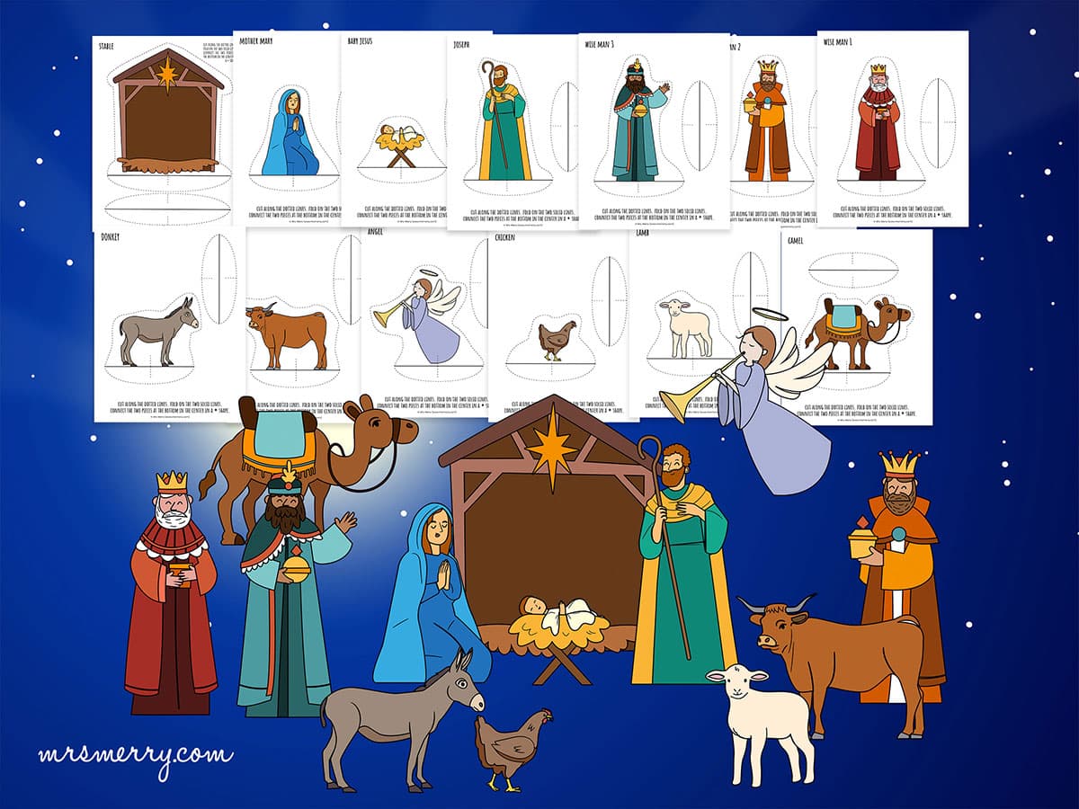 Free printable nativity scene cutouts mrs merry