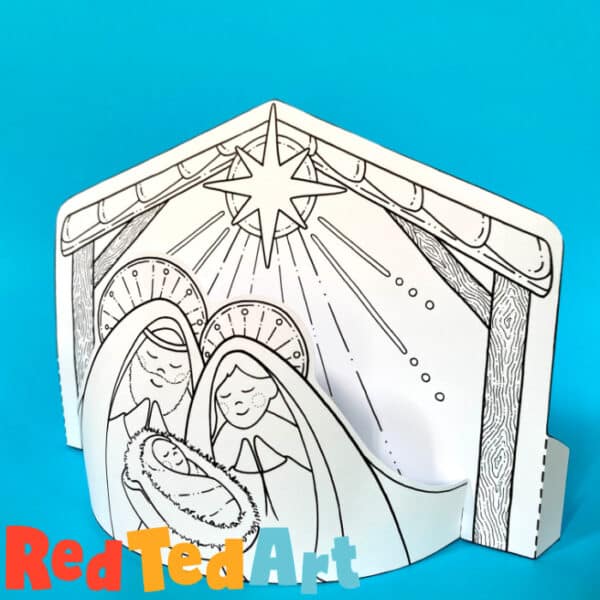 D nativity coloring page printable