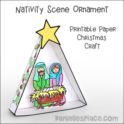 Nativity scene ornament printable paper christmas craft