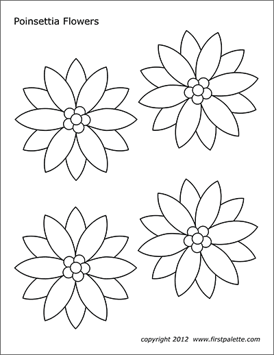 Poinsettia flowers free printable templates coloring pages