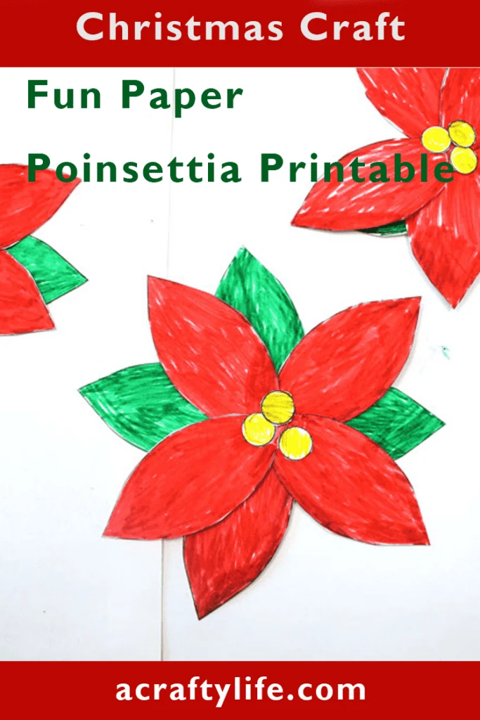 Easy printable poinsettia craft for kids template to make