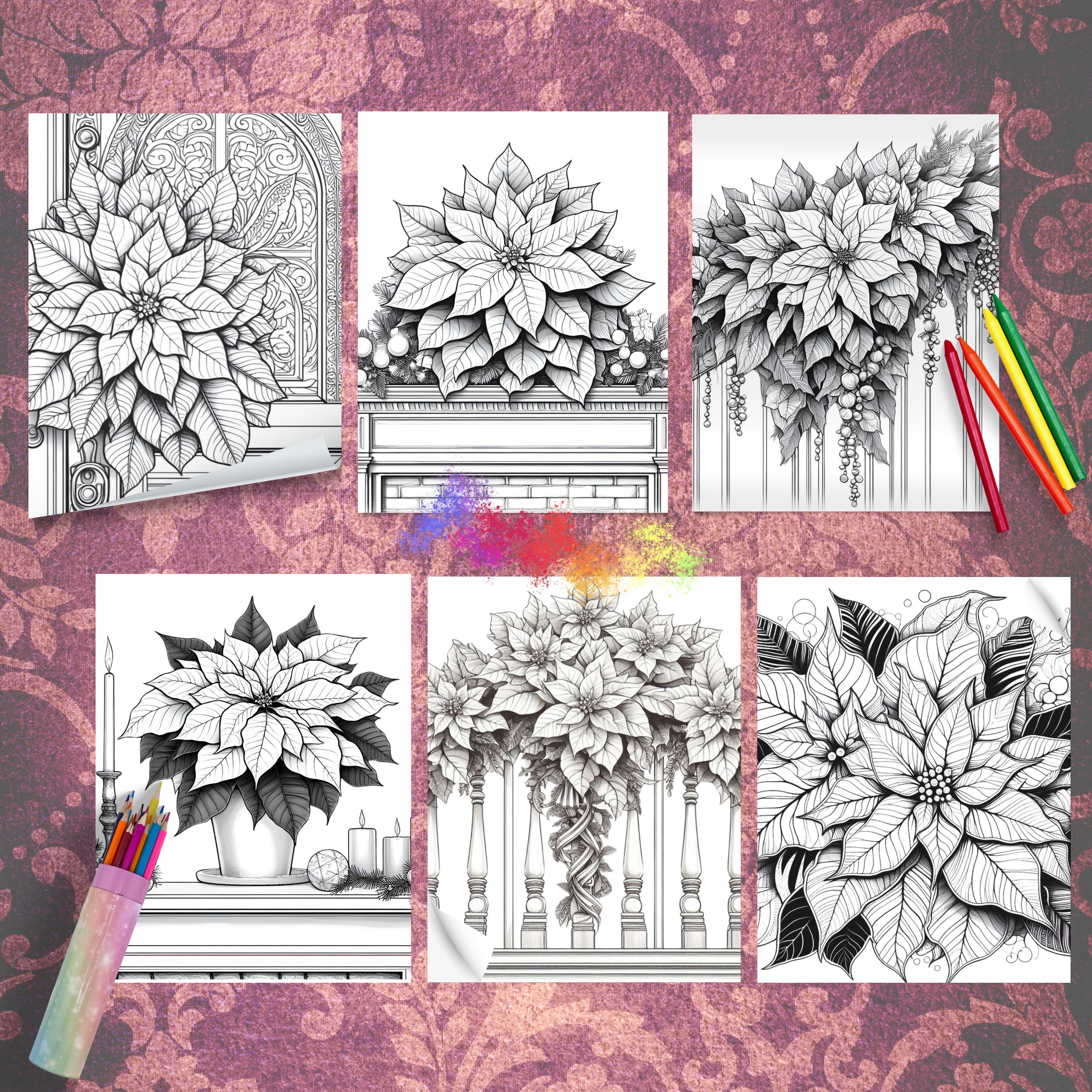 Poinsettia coloring pages for kids and adults holiday christmas made by teachers