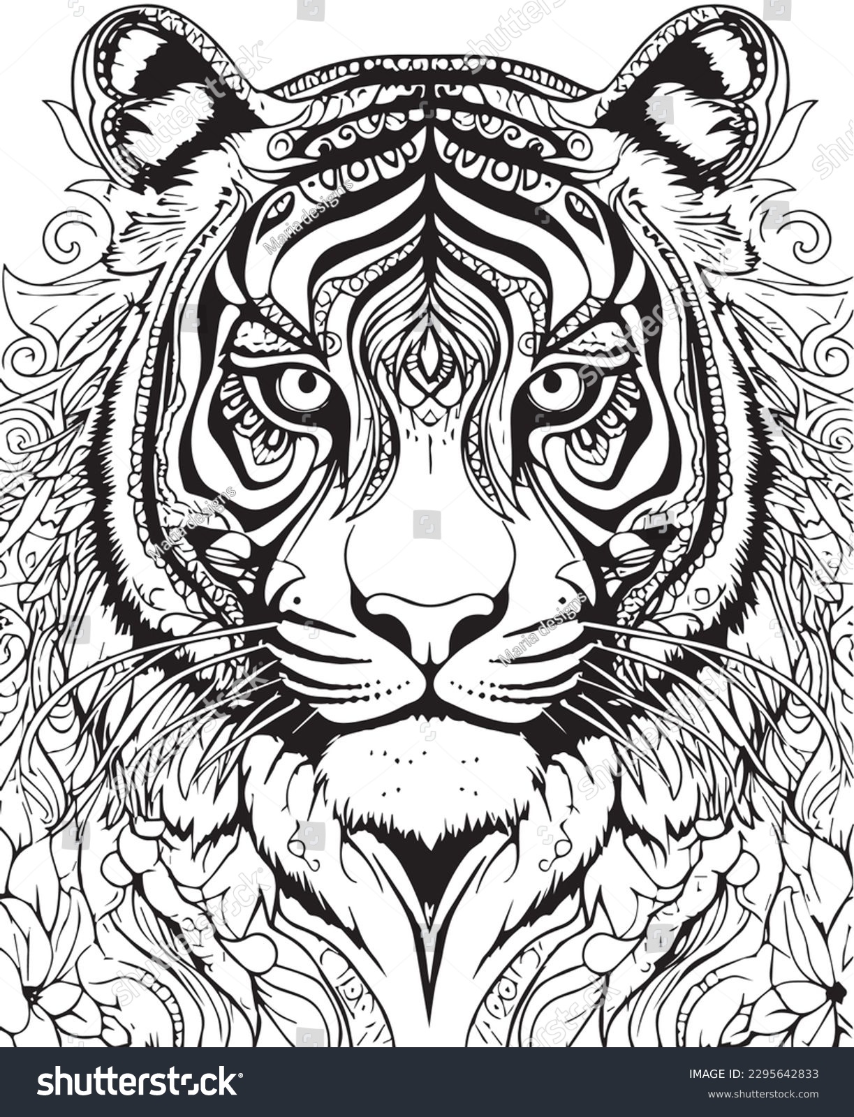 Thousand coloring page tiger royalty