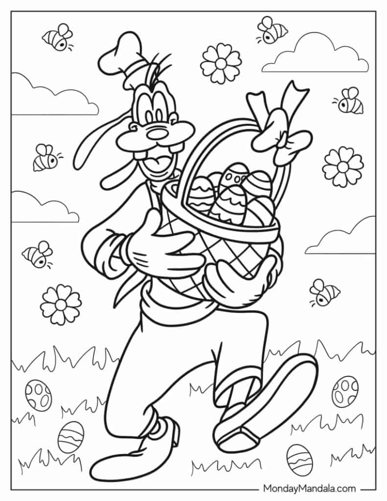 Goofy coloring pages free pdf printables