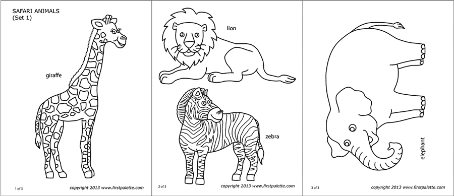 Safari or african savanna animals free printable templates coloring pages
