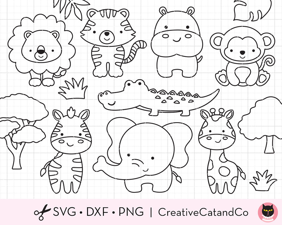 Outline forest animals for coloring svg files