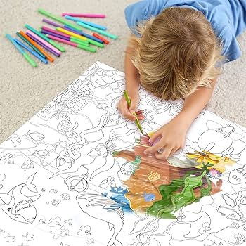 Pajean ocean animal jumbo giant coloring poster for kids x inch table wall pages under the sea animals huge paper large sheets art activities kid birthday home white toys